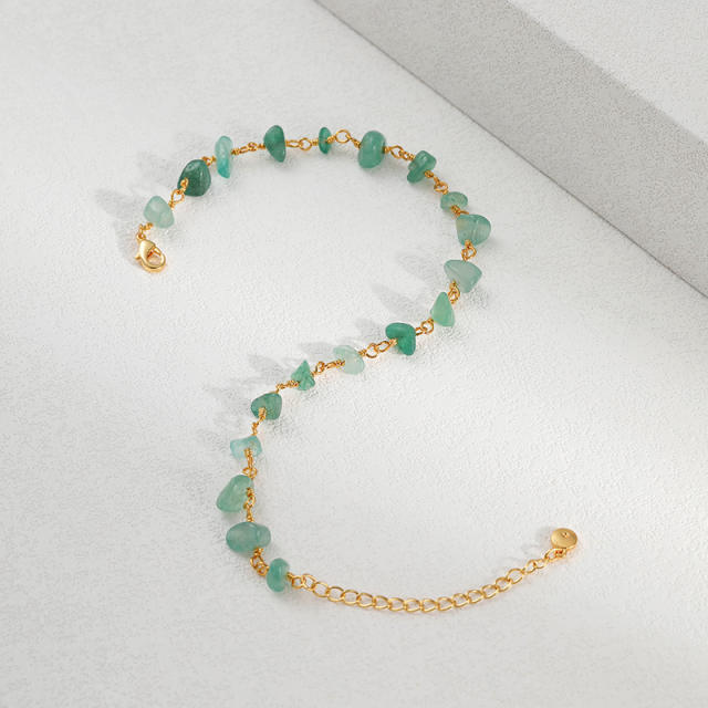 Fresh green crystal stone 18KG copper anklet