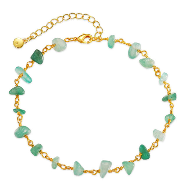 Fresh green crystal stone 18KG copper anklet