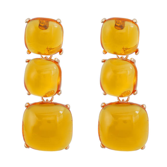 Summer color geometric resin chunky dangle earrings