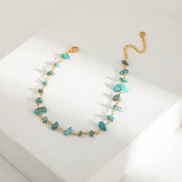 18KG copper turquoise stone anklet