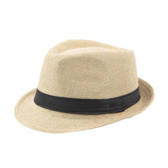 Outdoor flax material fedora hat for men