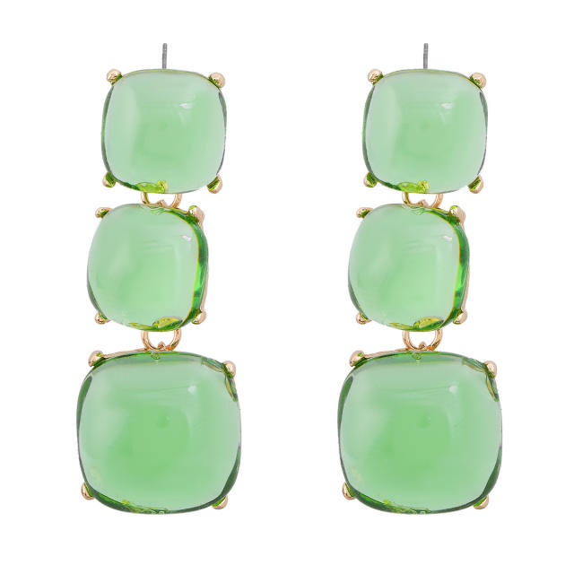 Summer color geometric resin chunky dangle earrings