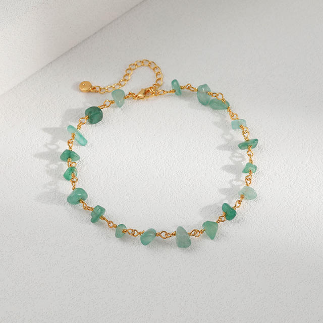 Fresh green crystal stone 18KG copper anklet