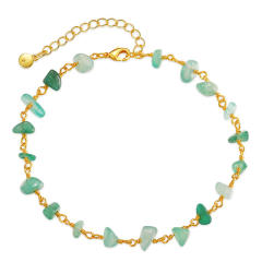 Fresh green crystal stone 18KG copper anklet