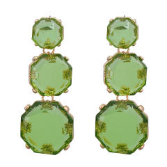 Geometric clear resin colorful chunky earrings