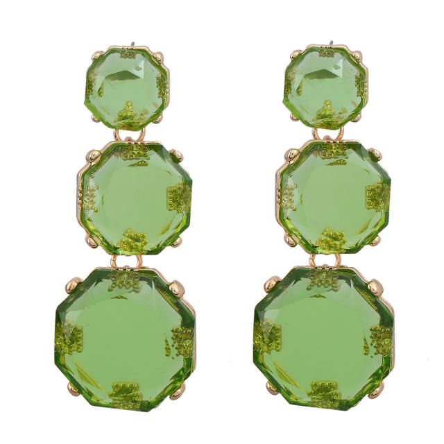 Geometric clear resin colorful chunky earrings