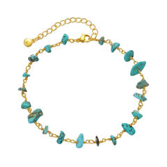18KG copper turquoise stone anklet