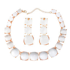 Boho color resin clear chunky necklace set