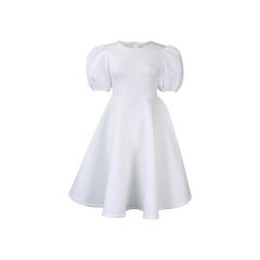 Plain color round collar A shape dress plus size
