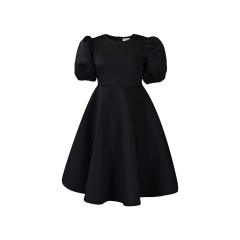 Plain color round collar A shape dress plus size