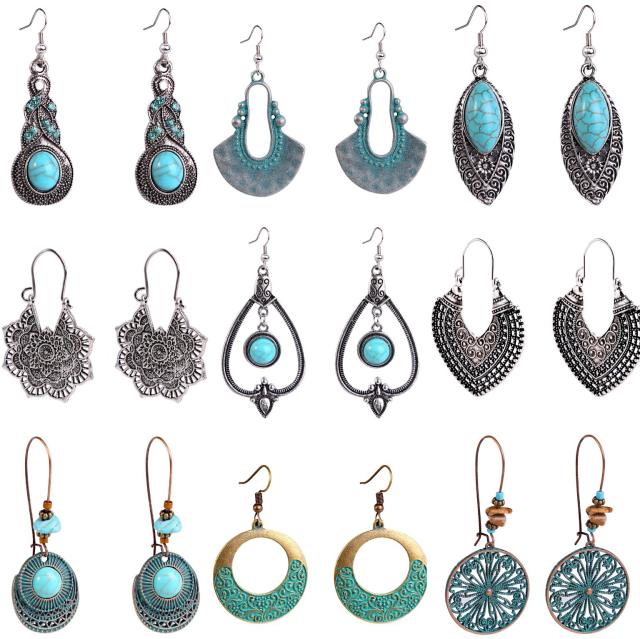 Boho turquoise vintage earrings