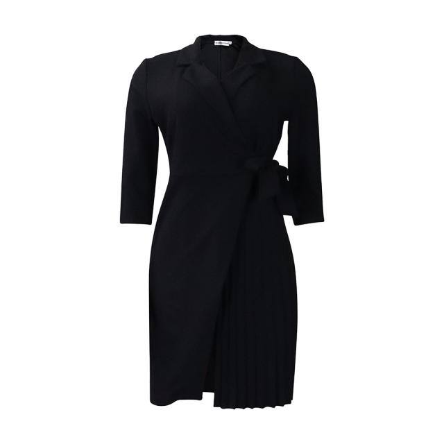 Fashionable plain color shirt dress