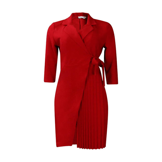Fashionable plain color shirt dress