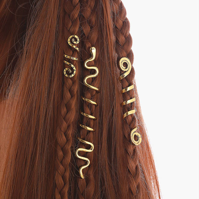 Vintage viking alloy sprial hair accessory for braids dreadlocak accessories