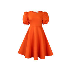 Plain color round collar A shape dress plus size
