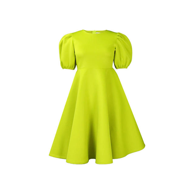 Plain color round collar A shape dress plus size