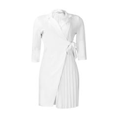 Fashionable plain color shirt dress