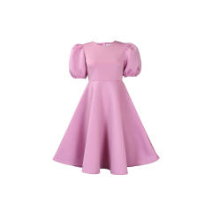 Plain color round collar A shape dress plus size
