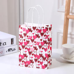 Heart series red color kraft paper bag gift bag