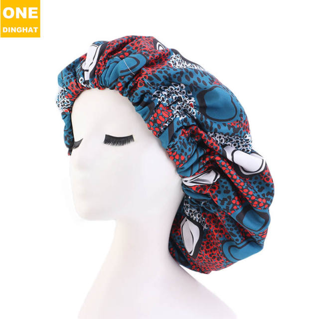 Africa pattern jumbo satin bonnets