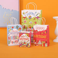 Happy birthday party gift kraft paper bag gift bag