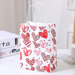Heart series red color kraft paper bag gift bag