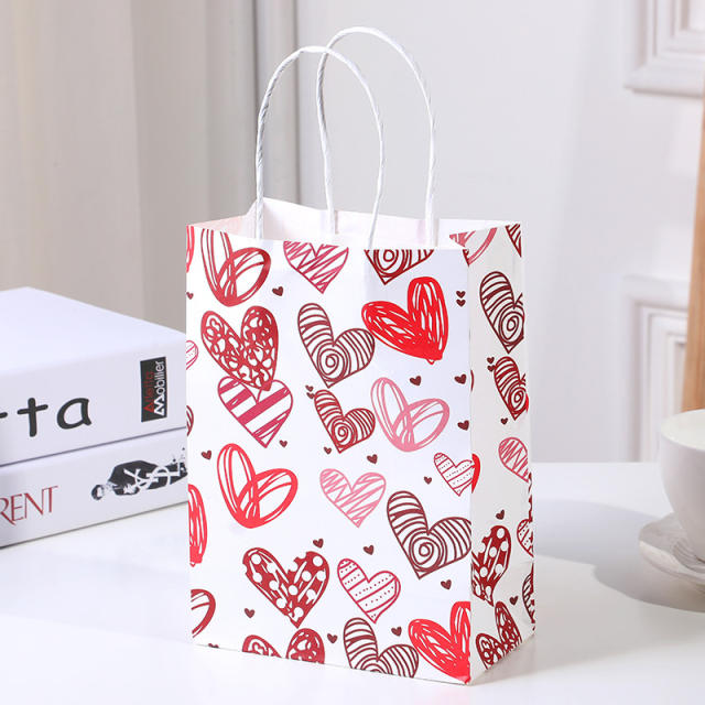 Heart series red color kraft paper bag gift bag