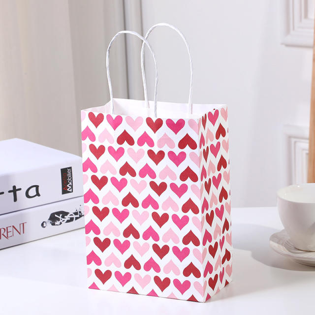 Heart series red color kraft paper bag gift bag