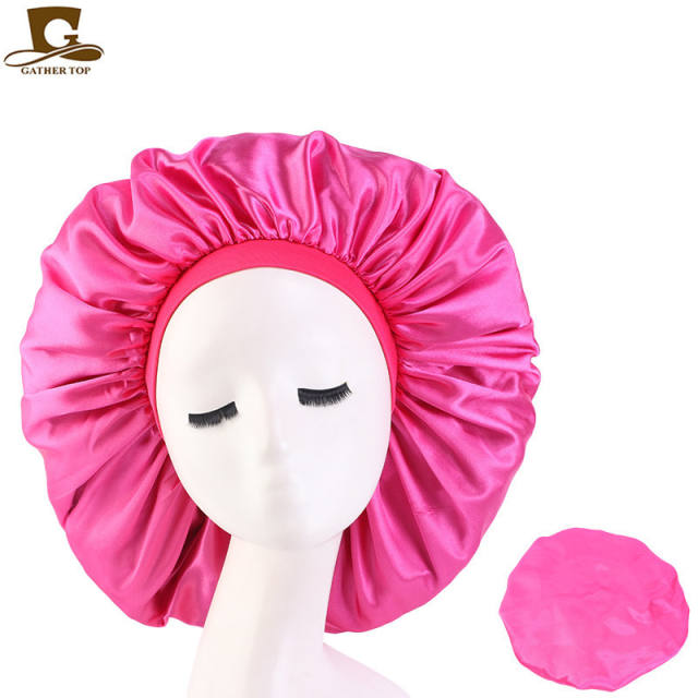 Large size satin bonnets for women