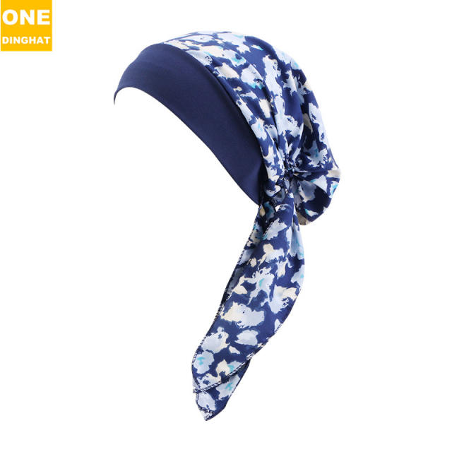 Color flower pattern satin bonnets for women