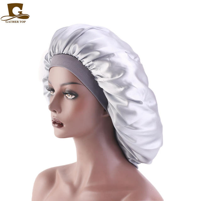 Large size satin bonnets for women