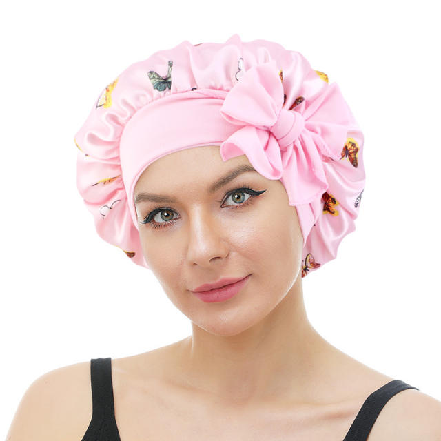 Butterfly printing satin hair scarf bonnets