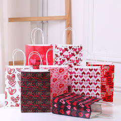 Heart series red color kraft paper bag gift bag