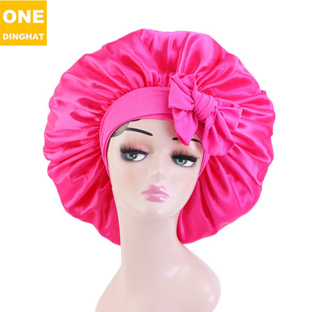 Large size scarf bow satin bonnets