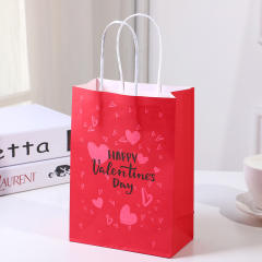 Heart series red color kraft paper bag gift bag
