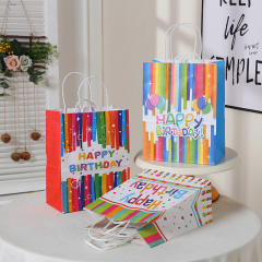 Rainbow color happy birthday kraft paper bag gift bag