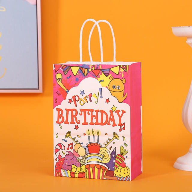Happy birthday party gift kraft paper bag gift bag