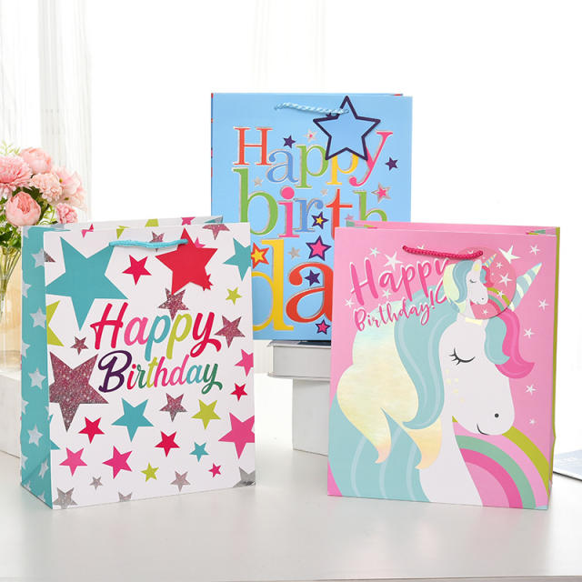 Cartoon unicorn design paper bag gift bag