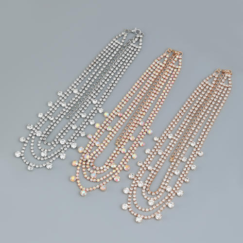 Delicate layer diamond women necklace