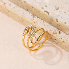 Delicate diamond paperclip stainless steel rings