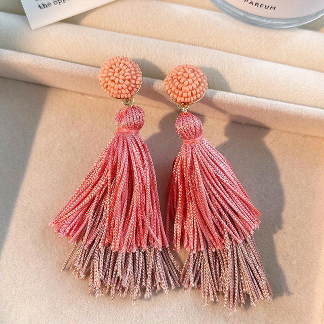 Boho color matching rope tassel earrings