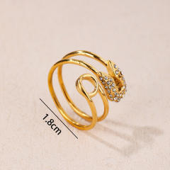 Delicate diamond paperclip stainless steel rings