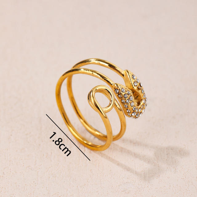 Delicate diamond paperclip stainless steel rings