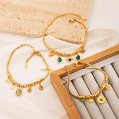 Chic evil eye charm stainless steel bracelet