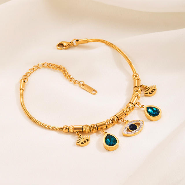 Chic evil eye charm stainless steel bracelet