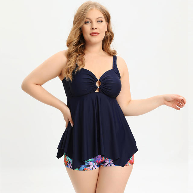 Plus size two piece floral swimsuit