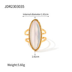 18KG oval stone stainless steel rings