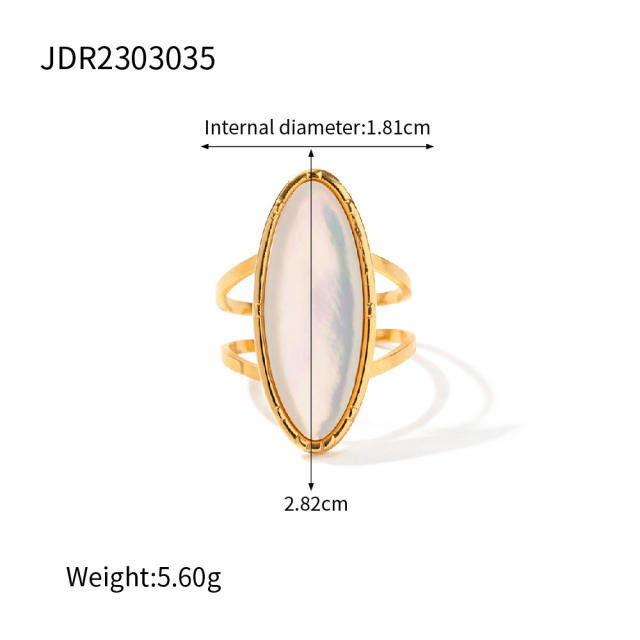 18KG oval stone stainless steel rings