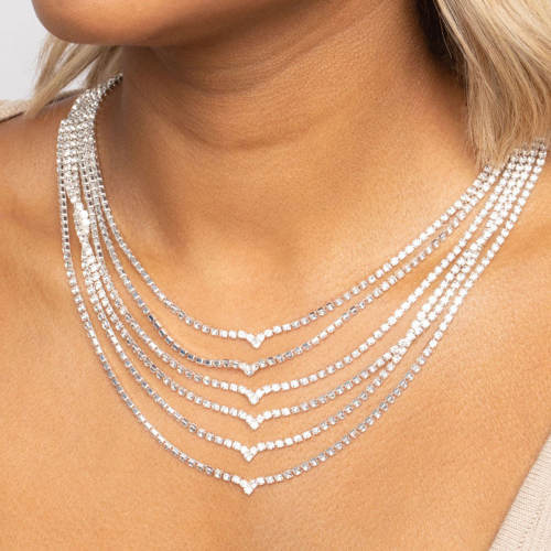 Chic diamond layer women necklace