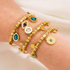 Chic evil eye charm stainless steel bracelet